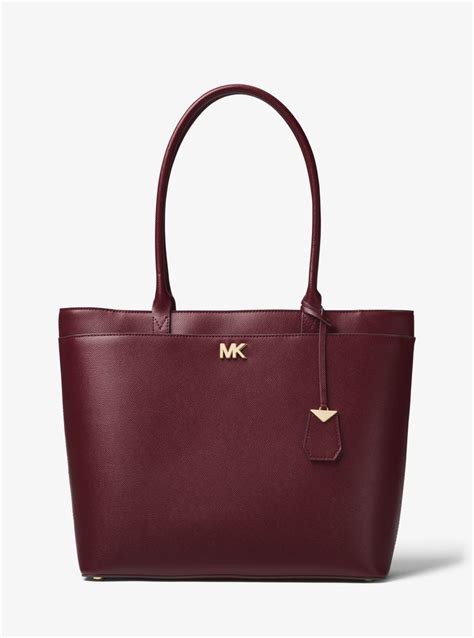 maddie large crossgrain leather tote michael kors|Maddie Medium Crossgrain Leather Tote Bag .